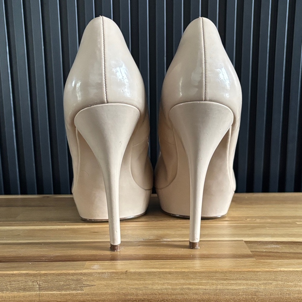 Patent Pink Nude Pointy Toe Platform High Heels - Picture 4 of 8
